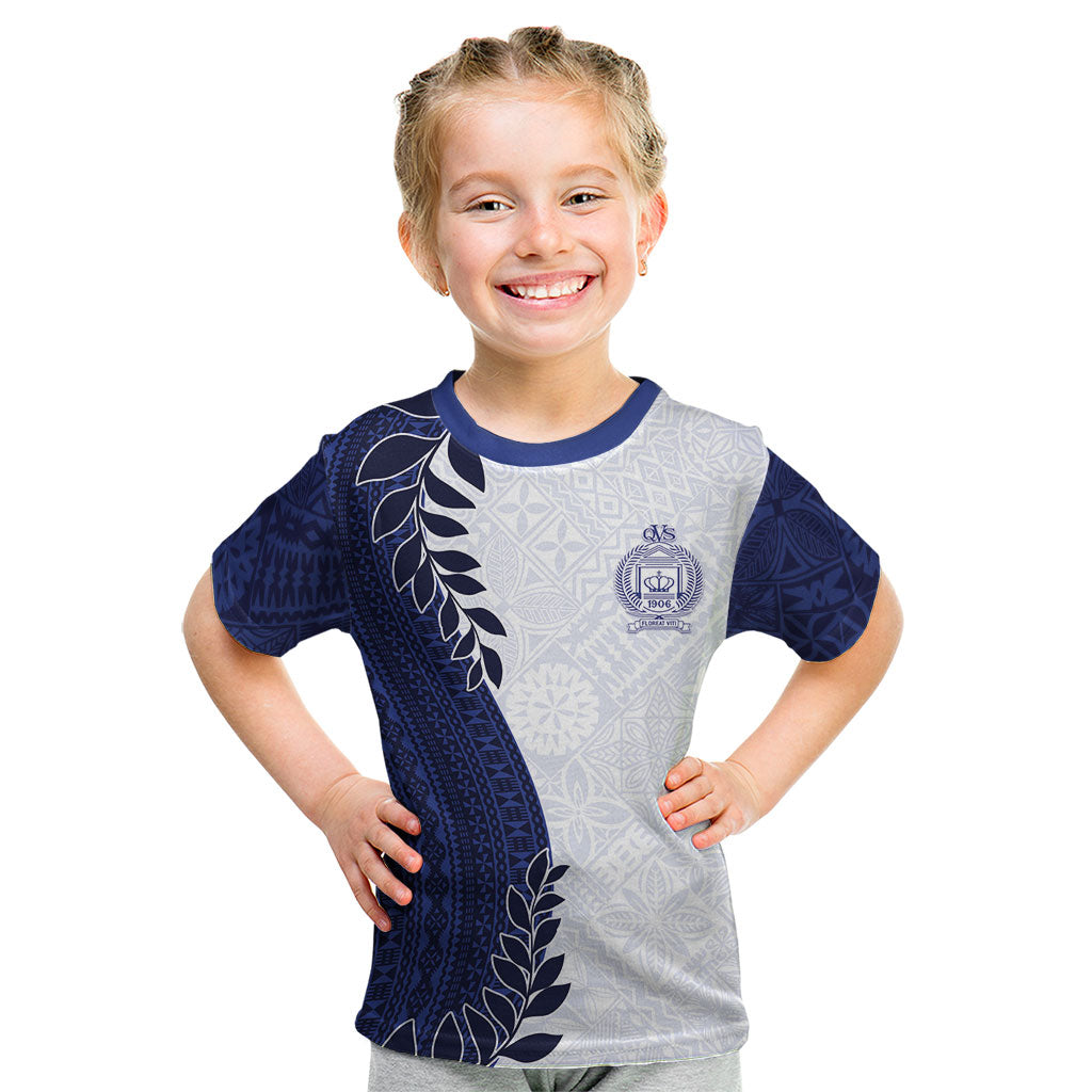 Custom Fiji Queen Victoria School Kid T Shirt 120 Years Anniversary LT05 White - Polynesian Pride