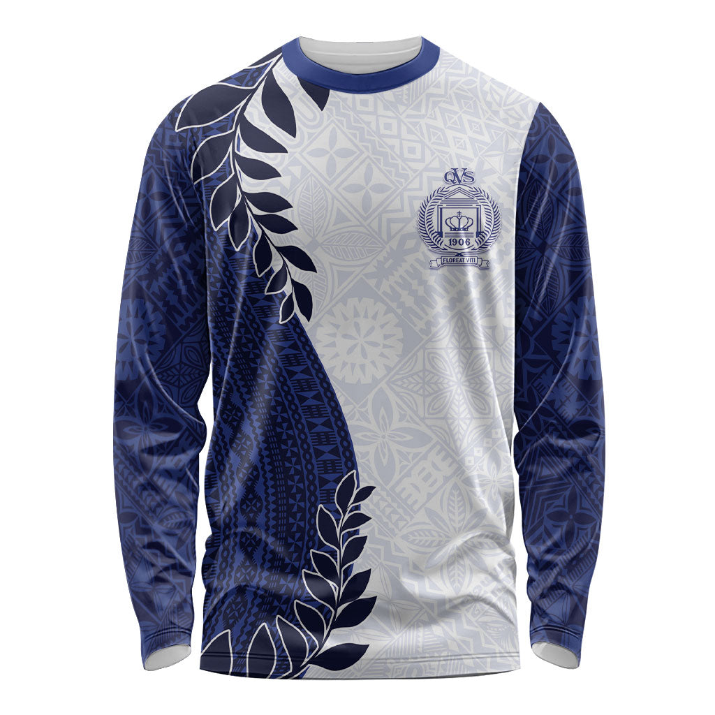 Custom Fiji Queen Victoria School Long Sleeve Shirt 120 Years Anniversary LT05 Unisex White - Polynesian Pride
