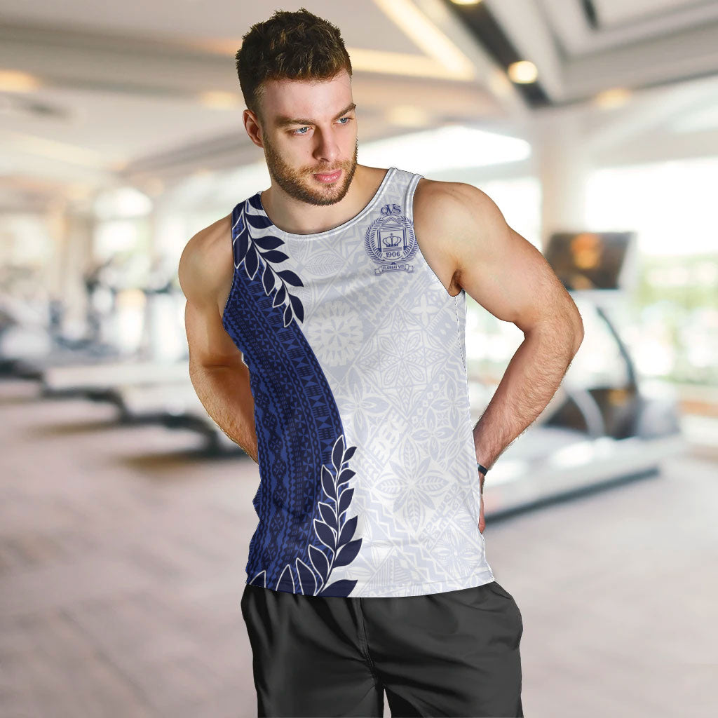 Custom Fiji Queen Victoria School Men Tank Top 120 Years Anniversary LT05 White - Polynesian Pride