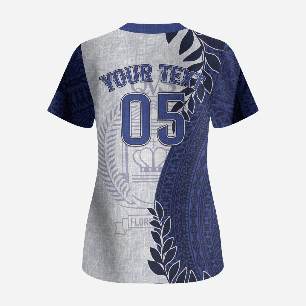 Custom Fiji Queen Victoria School Scrub Top 120 Years Anniversary LT05 - Polynesian Pride