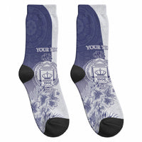 Personalised Fiji Queen Victoria School 1906 Crew Socks Floreat Viti LT05 - Polynesian Pride