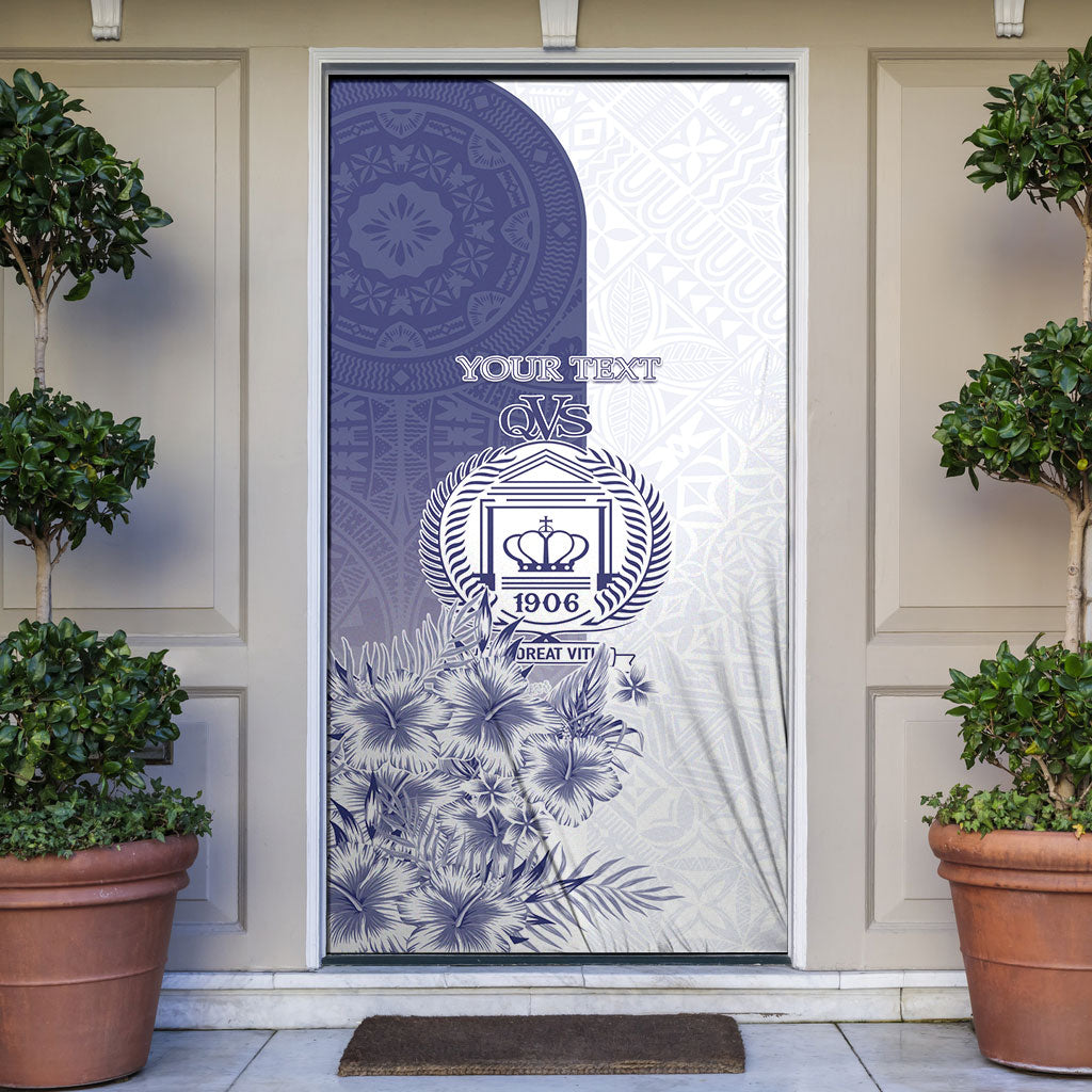 Personalised Fiji Queen Victoria School 1906 Door Cover Floreat Viti LT05 Navy - Polynesian Pride