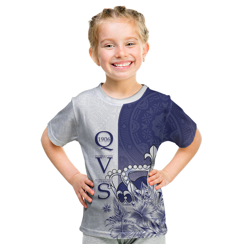 Personalised Fiji Queen Victoria School 1906 Kid T Shirt Floreat Viti LT05 Navy - Polynesian Pride
