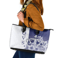 Fiji Queen Victoria School 1906 Leather Tote Bag Floreat Viti LT05 Navy - Polynesian Pride