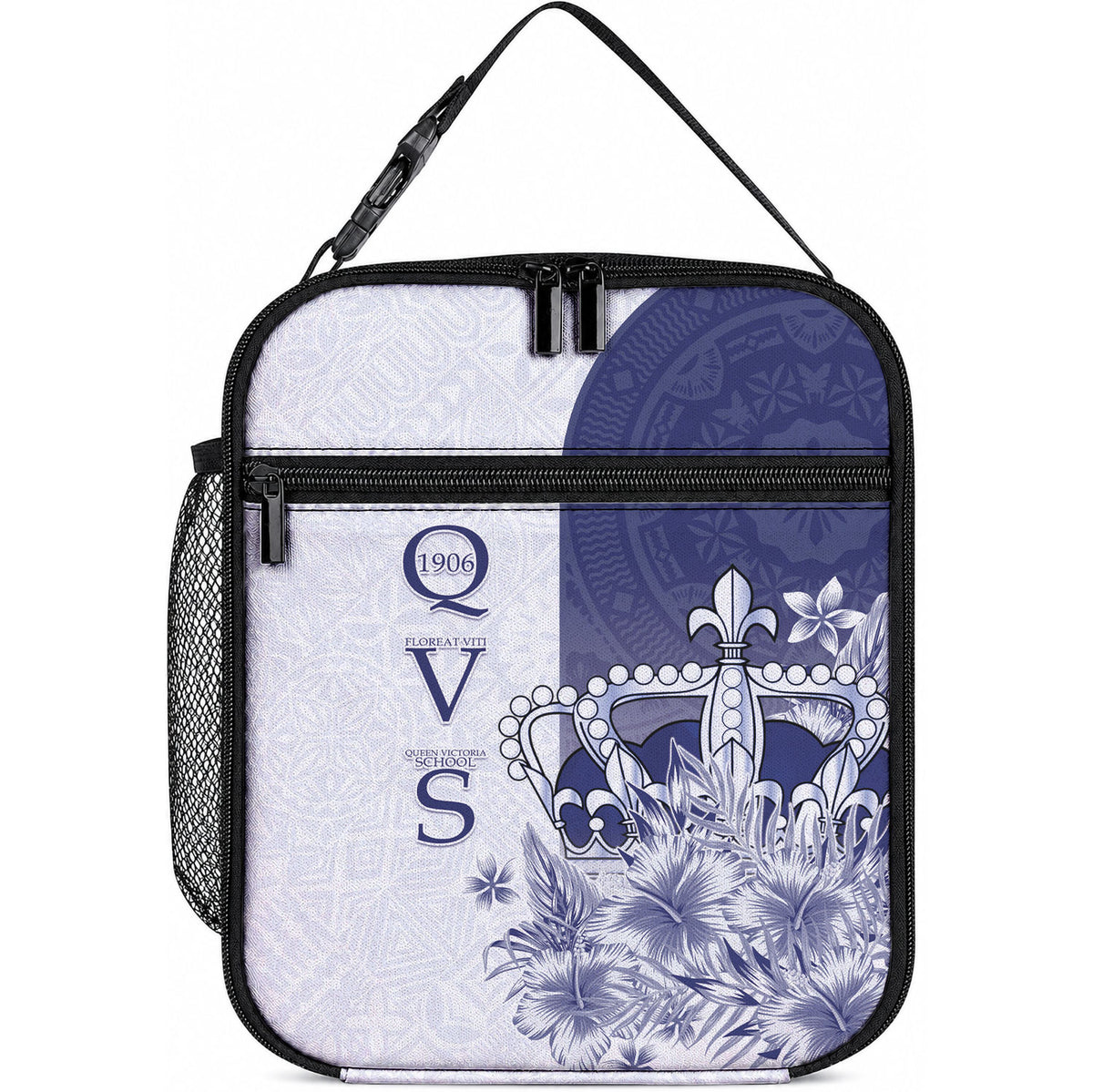 Fiji Queen Victoria School 1906 Lunch Bag Floreat Viti LT05 10.2 × 8.3 × 4.3 inch Navy - Polynesian Pride