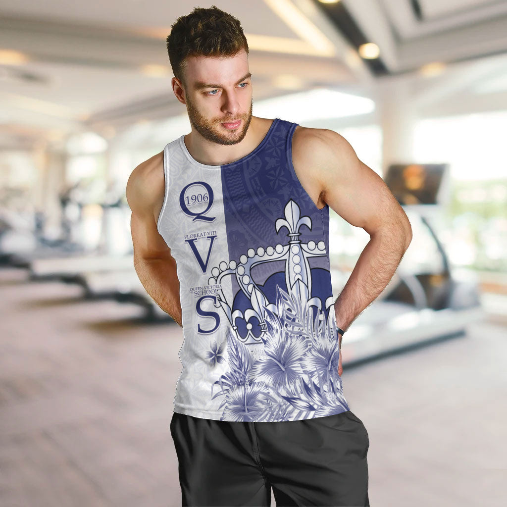 Personalised Fiji Queen Victoria School 1906 Men Tank Top Floreat Viti LT05 Navy - Polynesian Pride