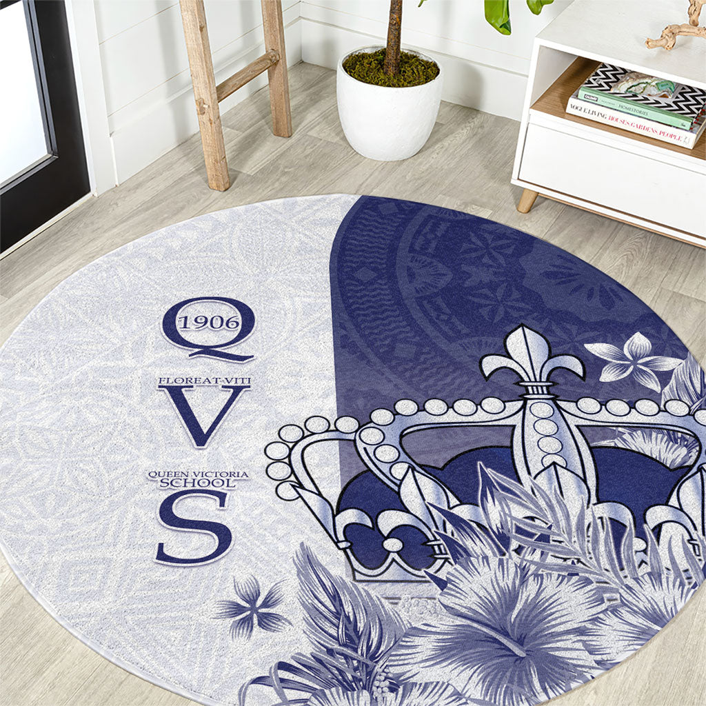 Fiji Queen Victoria School 1906 Round Carpet Floreat Viti LT05 Navy - Polynesian Pride