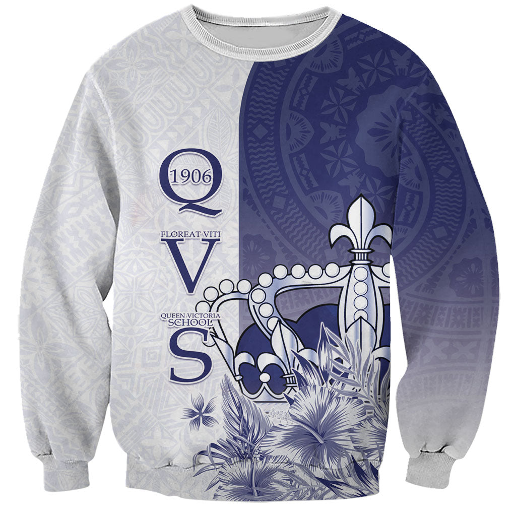 Personalised Fiji Queen Victoria School 1906 Sweatshirt Floreat Viti LT05 Unisex Navy - Polynesian Pride