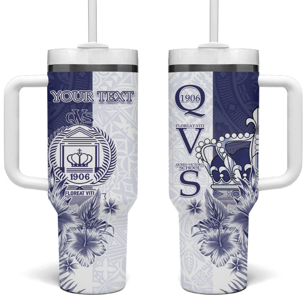 Personalised Fiji Queen Victoria School 1906 Tumbler With Handle Floreat Viti LT05 One Size: 40 oz Navy - Polynesian Pride