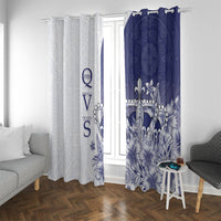Fiji Queen Victoria School 1906 Window Curtain Floreat Viti LT05 With Grommets Navy - Polynesian Pride