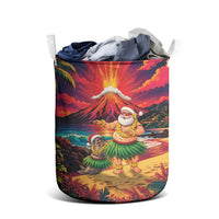 Hawaii Volcano Christmas Laundry Basket Hula Santa And Monk Seal