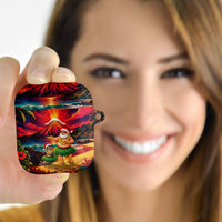 Hawaii Volcano Christmas AirPods Case Hula Santa And Monk Seal LT05 - Polynesian Pride