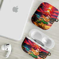Hawaii Volcano Christmas AirPods Case Hula Santa And Monk Seal LT05 - Polynesian Pride