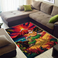 Hawaii Volcano Christmas Area Rug Hula Santa And Monk Seal LT05 - Polynesian Pride