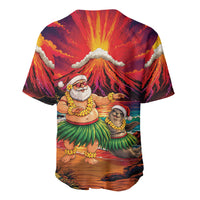 Hawaii Volcano Christmas Baseball Jersey Hula Santa And Monk Seal LT05 - Polynesian Pride