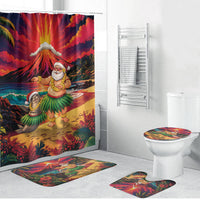 Hawaii Volcano Christmas Bathroom Set Hula Santa And Monk Seal