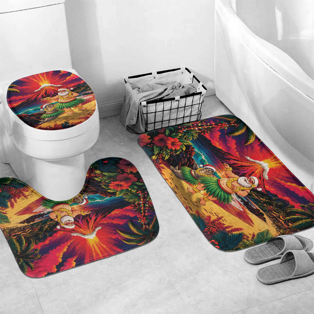 Hawaii Volcano Christmas Bathroom Set Hula Santa And Monk Seal
