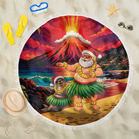 Hawaii Volcano Christmas Beach Blanket Hula Santa And Monk Seal