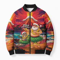 Hawaii Volcano Christmas Bomber Puffer Jacket Hula Santa And Monk Seal