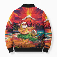 Hawaii Volcano Christmas Bomber Puffer Jacket Hula Santa And Monk Seal