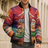 Hawaii Volcano Christmas Bomber Puffer Jacket Hula Santa And Monk Seal