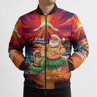 Hawaii Volcano Christmas Bomber Puffer Jacket Hula Santa And Monk Seal