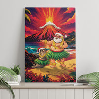 Hawaii Volcano Christmas Canvas Wall Art Hula Santa And Monk Seal LT05 - Polynesian Pride