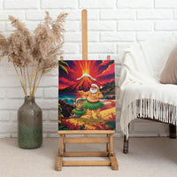 Hawaii Volcano Christmas Canvas Wall Art Hula Santa And Monk Seal LT05 - Polynesian Pride