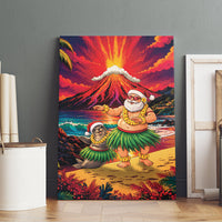 Hawaii Volcano Christmas Canvas Wall Art Hula Santa And Monk Seal LT05 - Polynesian Pride