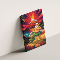 Hawaii Volcano Christmas Canvas Wall Art Hula Santa And Monk Seal LT05 - Polynesian Pride