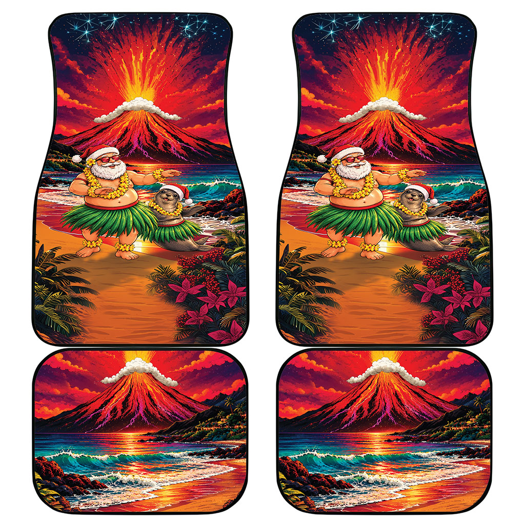 Hawaii Volcano Christmas Car Mats Hula Santa And Monk Seal