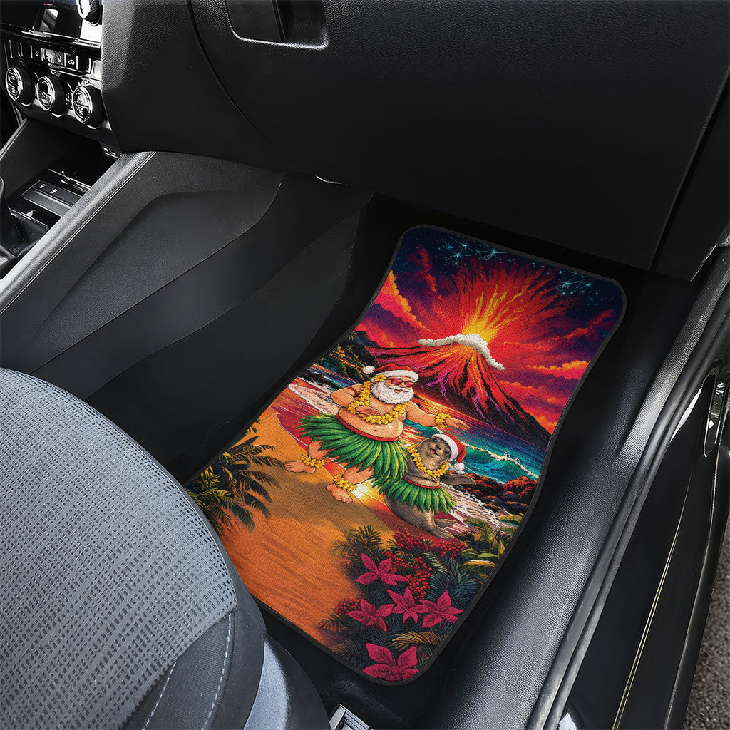 Hawaii Volcano Christmas Car Mats Hula Santa And Monk Seal