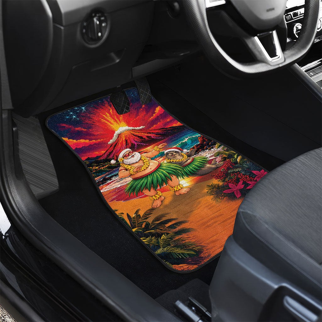 Hawaii Volcano Christmas Car Mats Hula Santa And Monk Seal