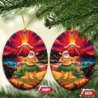 Hawaii Volcano Christmas Ceramic Ornament Hula Santa And Monk Seal