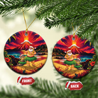 Hawaii Volcano Christmas Ceramic Ornament Hula Santa And Monk Seal