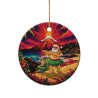 Hawaii Volcano Christmas Ceramic Ornament Hula Santa And Monk Seal