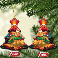 Hawaii Volcano Christmas Ceramic Ornament Hula Santa And Monk Seal