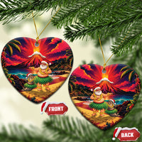 Hawaii Volcano Christmas Ceramic Ornament Hula Santa And Monk Seal