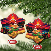 Hawaii Volcano Christmas Ceramic Ornament Hula Santa And Monk Seal
