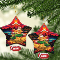 Hawaii Volcano Christmas Ceramic Ornament Hula Santa And Monk Seal