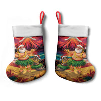 Hawaii Volcano Christmas Stocking Hula Santa And Monk Seal LT05 - Polynesian Pride