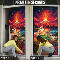 Hawaii Volcano Christmas Door Cover Hula Santa And Monk Seal LT05 - Polynesian Pride