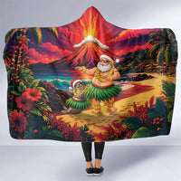 Hawaii Volcano Christmas Hooded Blanket Hula Santa And Monk Seal LT05 One Size Multicolor - Polynesian Pride