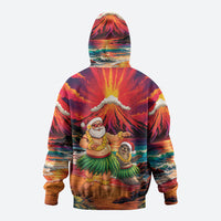 Hawaii Volcano Christmas Hoodie Hula Santa And Monk Seal LT05 - Polynesian Pride