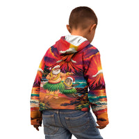 Hawaii Volcano Christmas Kid Hoodie Hula Santa And Monk Seal LT05 - Polynesian Pride