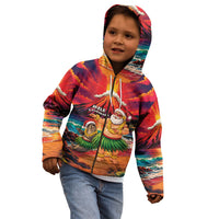 Hawaii Volcano Christmas Kid Hoodie Hula Santa And Monk Seal LT05 - Polynesian Pride