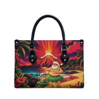 Hawaii Volcano Christmas Leather Bag Hula Santa And Monk Seal LT05 - Polynesian Pride