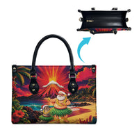 Hawaii Volcano Christmas Leather Bag Hula Santa And Monk Seal LT05 - Polynesian Pride