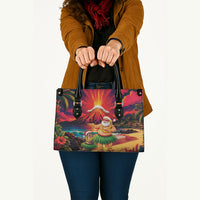 Hawaii Volcano Christmas Leather Bag Hula Santa And Monk Seal LT05 - Polynesian Pride