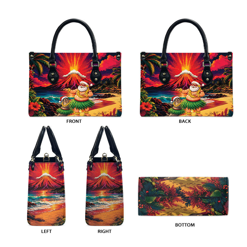 Hawaii Volcano Christmas Leather Bag Hula Santa And Monk Seal LT05 - Polynesian Pride